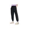 Li Ning Sports Trend Series Solid Color Logo Embroidered Striped Drawstring Cuffed Sweatpants Women Sweatpants Black AYKS774-1