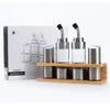 Chushan 304 Stainless Steel Condiment Set with Wooden Base