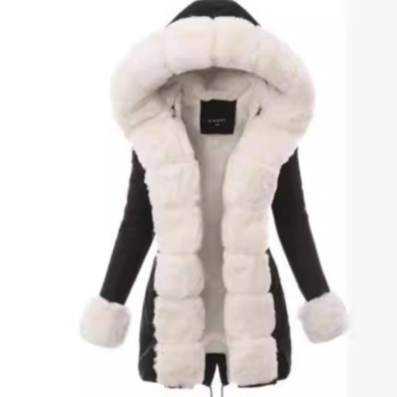Cotton clothes Winter women's clothing Warm jacket Hooded coat Sweater collar cotton coat