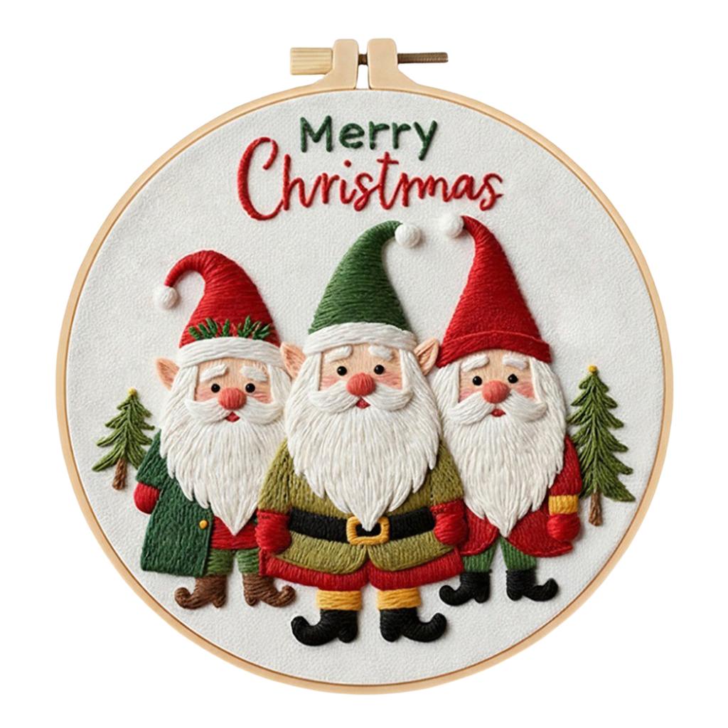 Christmas DIY Embroidery Needlepoint Starter Kits with Pattern Cotton Needles & Instruction DIY Cross Stitch Kits for Beginners