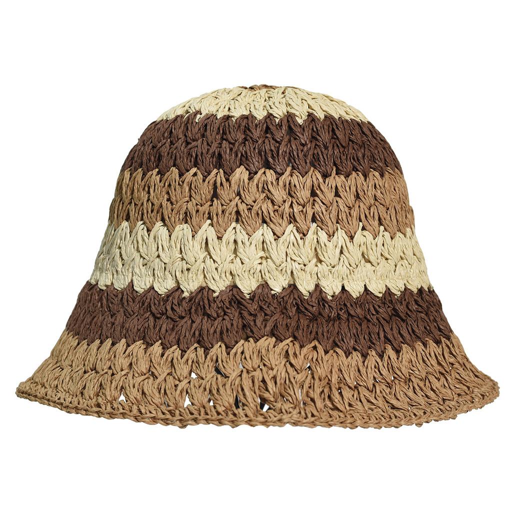 

Rainbow Grass Bucket Hat With Wide Brim For Sun Protection And Summer Wear коричневый