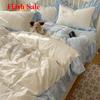 new lace embroidery small fresh and cute girl heart bed four-piece set washed cotton summer sheet quilt cover bed hat