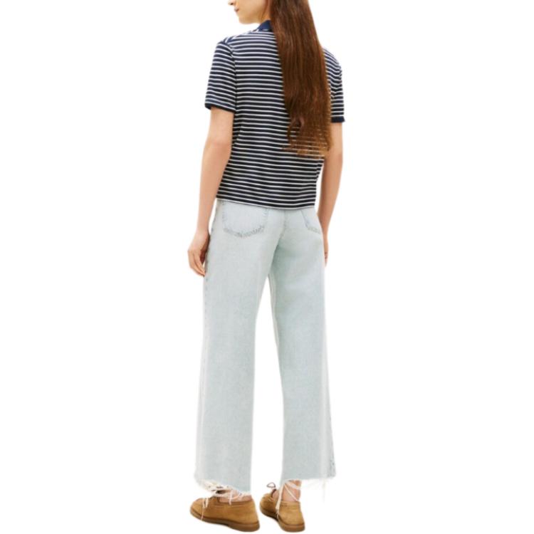 Tommy Hilfiger Polo Rayé Coupe Ample Col en V Manches Courtes Femme tops WW48720000-0BF