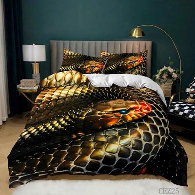 Copripiumino Serpente Set Biancheria da Letto con Stampa Rettile 3D Misura Queen per Bambini Adulti Decorazione Soggiorno Verde Serpente Cobra Copripiumino
