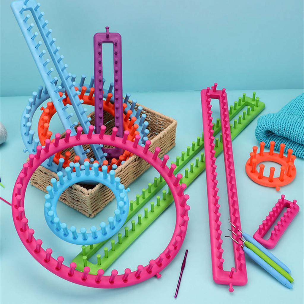 1 or 2 Set Multifunctional Knitting Loomed Set Round Rectangular Knitting Frame For Hat Scarves DIY Projects