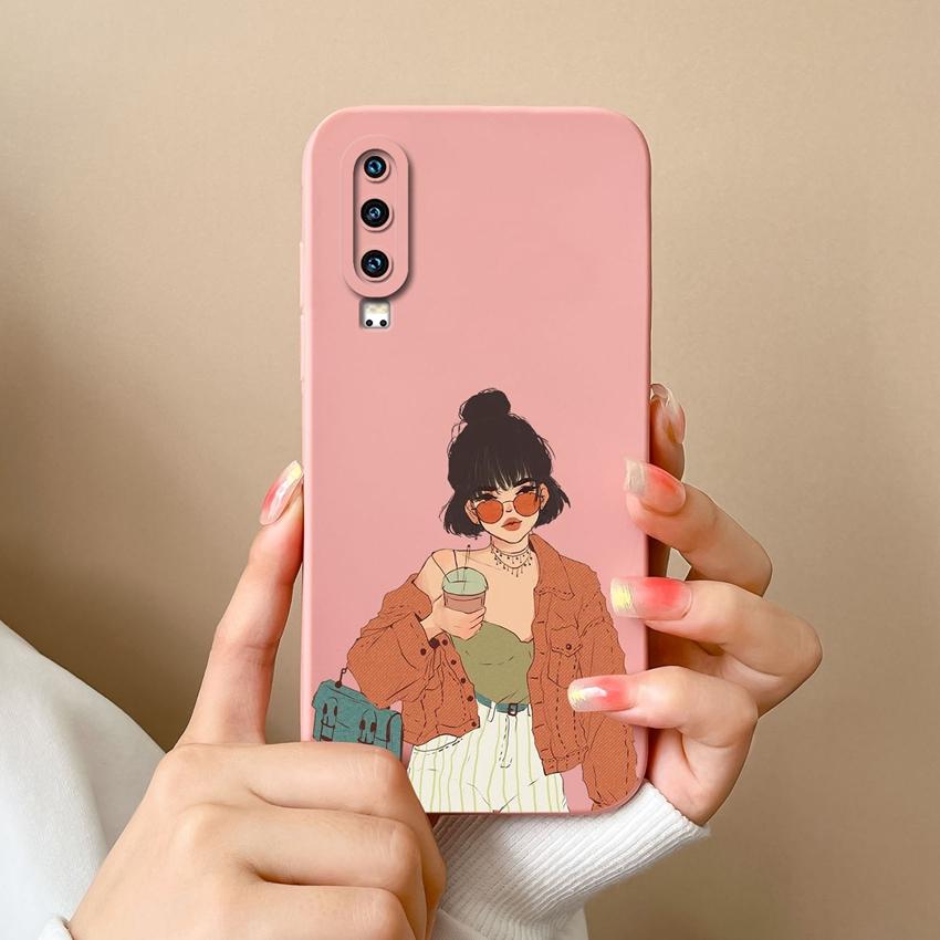 Compatible For Huawei P60 Y5 Y6 Y7 Y9 Y9A P30 P40 Trendy Girl Phone Case Lens Protection Soft Liquid Silicone Anti Drop Shell For Huawei Bumper Cover