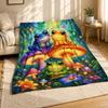 Three Frogs Glowing Mushrooms Coral Fleece Blanket Fantasy Decor