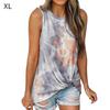 Women Tie Dyed Printed Twisted Hem Crew Neck Sleeveless Tank Top