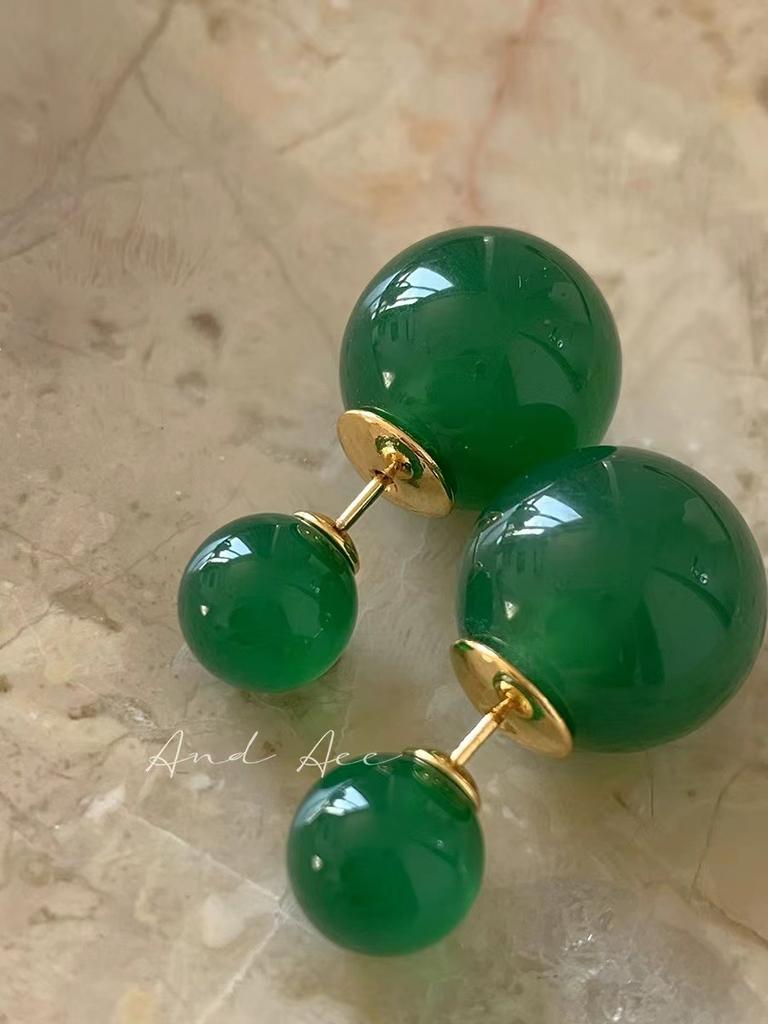 Silver Needle Green Butterfly Flower Pearl Stud Earrings Small Fresh High-end Earrings Earrings Women