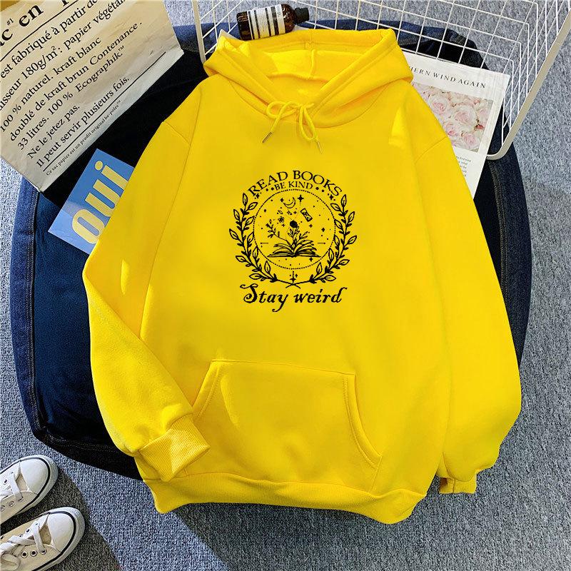 Plus Size Women's Black Hooded Hoodie for Autumn Ladies Letter Print Oversize Long Sleeve Sweatshirt