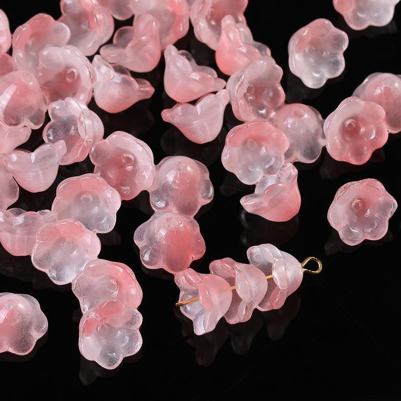 50Pcs/Bag 7X12Mm Colorful Bellflower Lampwork Beads Caps Glass Spacer Beads For Jewelry Making Diy Handmade Bracelets Hairpin
