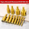 6-35mm Hole Saw Kit with Hand Tools, Granite, Tile, Ceramic12pcs Diamond Drill Bit Set for Glass, Marble & Stone