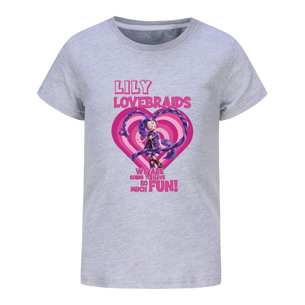 5580 Meisje Cartoon Lelie Liefdesvlechten Print Korte Mouw T-shirt