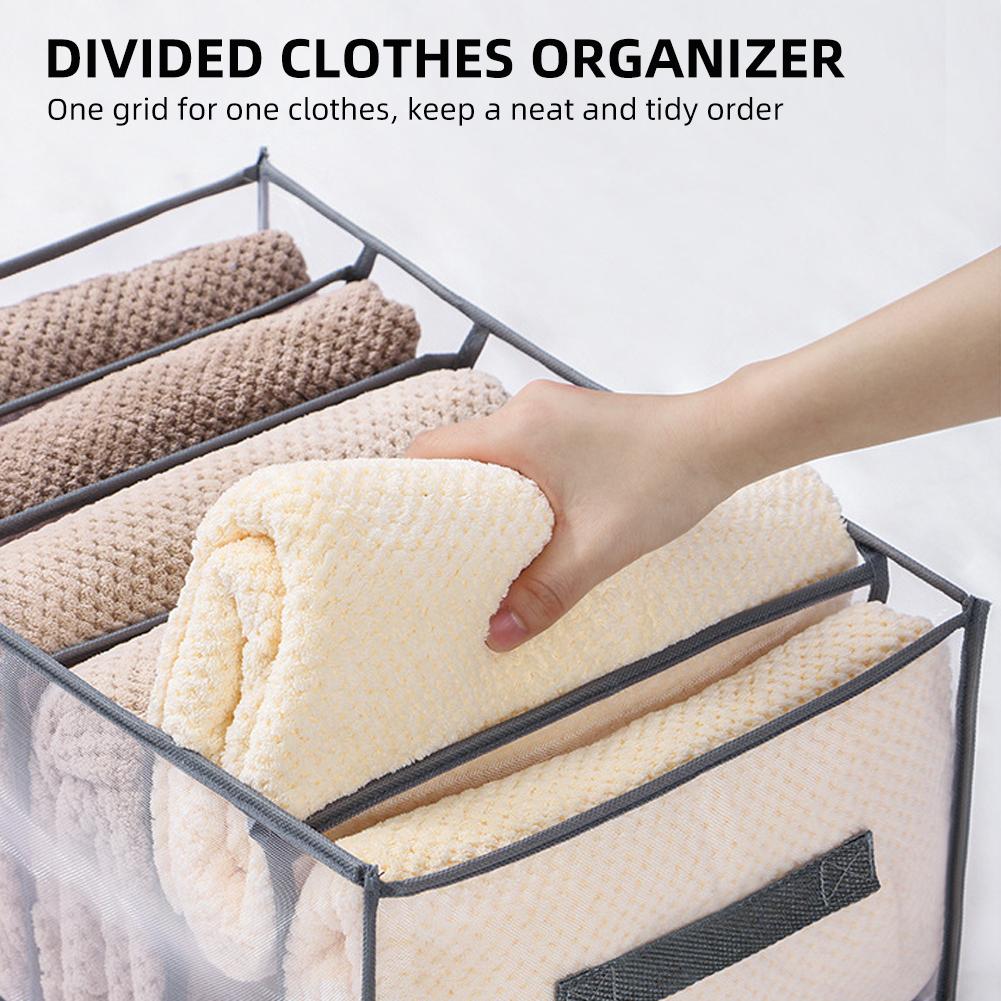

4 Pcs 6 Grids 7 Grids 9 Grids 12 Grids Clothes Closet Storage Drawer Dividers with Handle Wardrobe Clothes for Jeans сірий