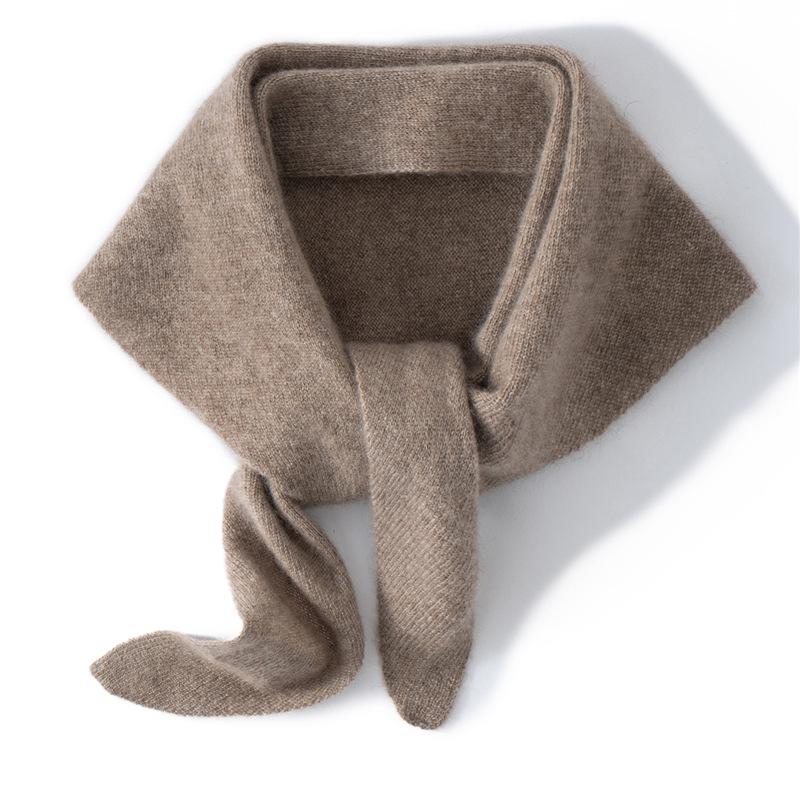100% Pure Cashmere Women's Triangle Scarf - Solid Color, Autumn/Winter Versatile Knit Warmth