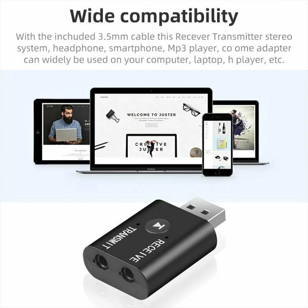 Bluetooth-compatible 5.0 Transmitter Receiver Wireless Audio 3.5mm USB Aux Adapter Car HIFI Audio Wireless Audio Receiver