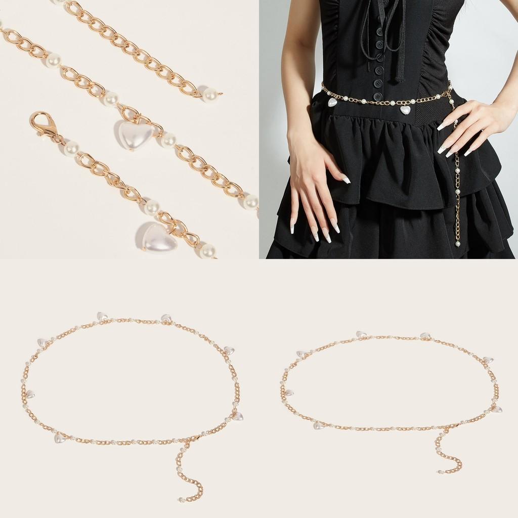 Fashion Faux Pearl Waist Chain With Metal Chain For Summer Womens Party Wear
