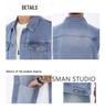 Men's Blue Denim Sleeveless Workwear Vest with Multi-Pockets for Spring and Autumn