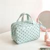 Water Resistant Polka Dot Cosmetic Bag Large Capacity Multi Pockets For Travel Daily Toiletry Skincare Storage