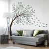 4 Sheets Green Tree Wall Decals Big Tree Wall Stickers Large DIY Peel and Stick Flying Leaves Wall Decor for Kids Bedroom Living Room Nursery Rooms