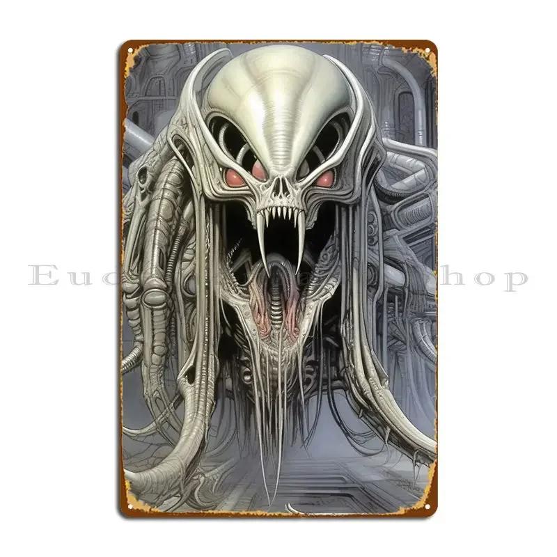Hostile Alien Metal Plaque Poster Bar Garage Wall Mural Designing Wall Mural Tin Sign Poster
