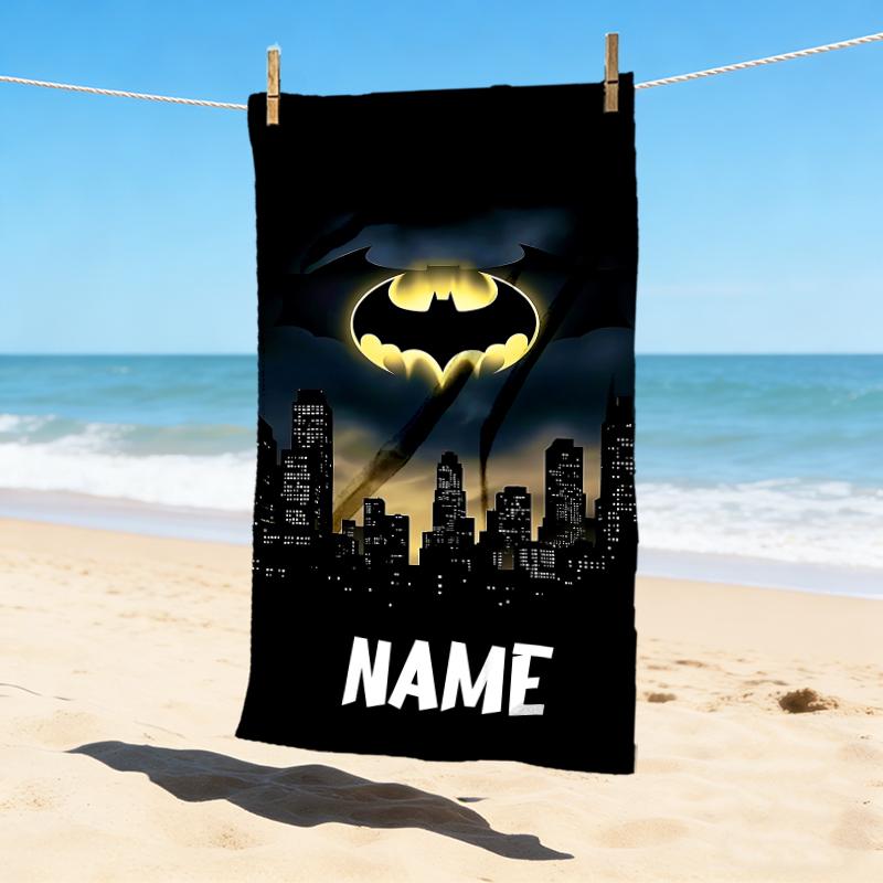 Custom Name Batman Saga Stylish Digital Printing Beach Towel Quick‑Drying Absorbent Blanket for Beach Pool Gym Travel