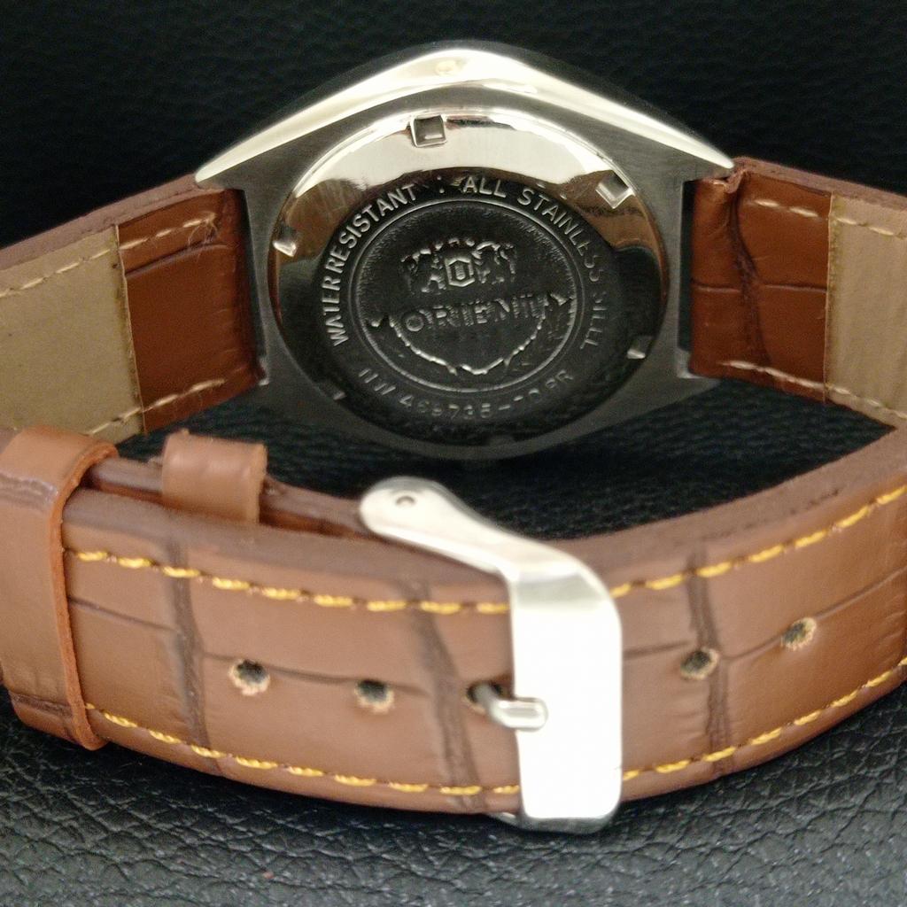 AUTOMATIK VINTAGE ORIENT CRYSTAL JAPAN 46941 HERREN WEISSES ZIFFERBLATT UHR a704829-1