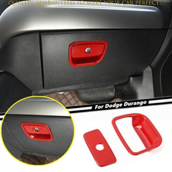 For Dodge Durango 2011-2024 Co-pilot Storage Box Handle Cover Red Accessories 2*