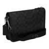 COACH Heritage 24 Zip closure brand print coated canvas shoulder crossbody bag medium men's charcoal and black