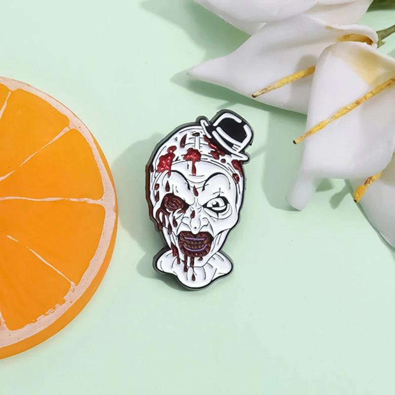 Terrifier Clown Enamel Pin Sunflower Sunglasses Horror Clown Killer Movie Halloween Brooch Lapel Badge Jewelry Gifts For Friends