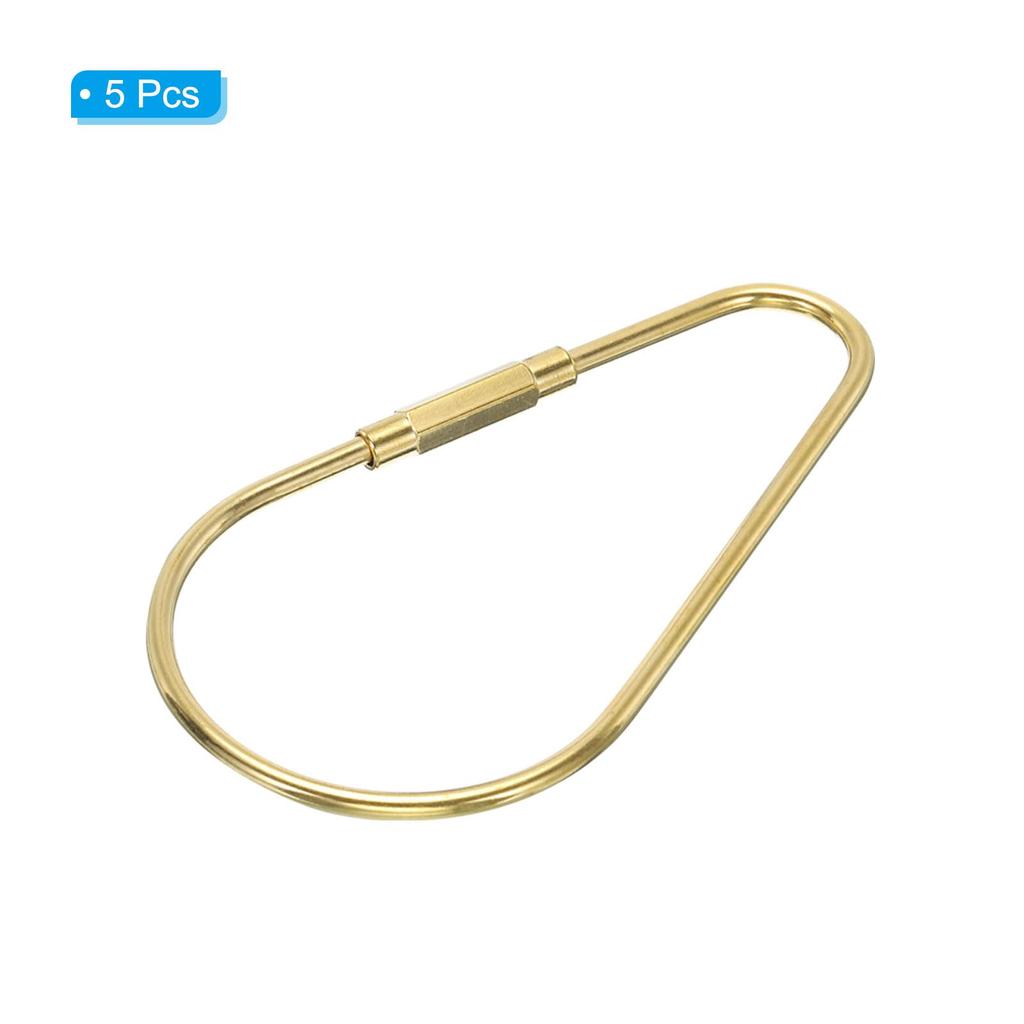 [PATIKIL] Brass Key Rings, Set of 5, 7mm Opening Screw Lock Clip Key Rings, Teardrop Shape Key Chain Clips for Keys