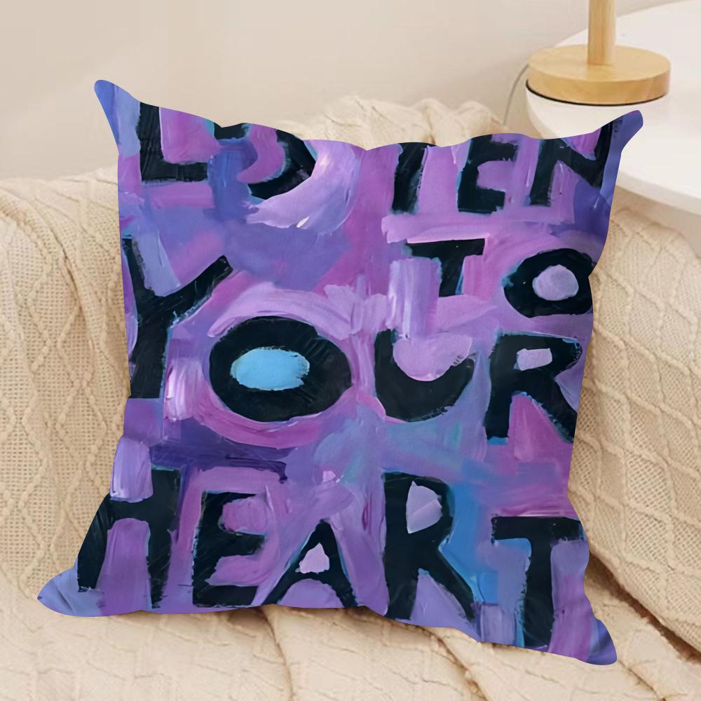 Creative Watercolor Words Cushion Cover Short plush Doublesided Print Square Throw Pillow Covers Sofa Home Cushion Decor
