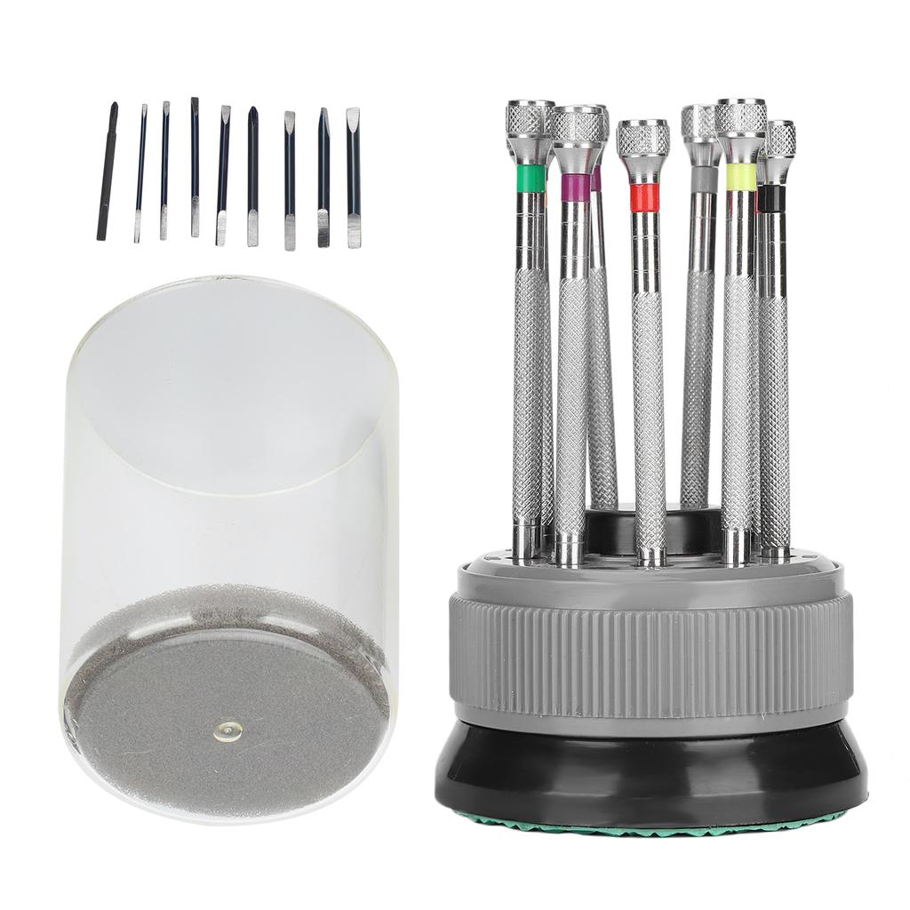 9pcs Watch Screwdrivers Set with Base Alloy Slot Cross Watch Screwdrivers Accessories