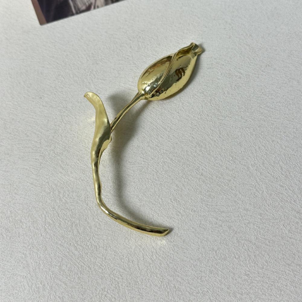 Exquisite Flower Bud Brooch Electroplate Suit Charm Deco Luxury Tulip Brooch  Party