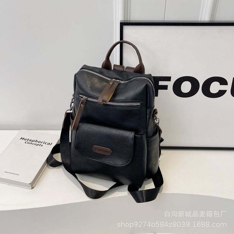 Fashionable retro explosive soft surface commuter bag women's bag 2025 new trendy temperament explosive backpack