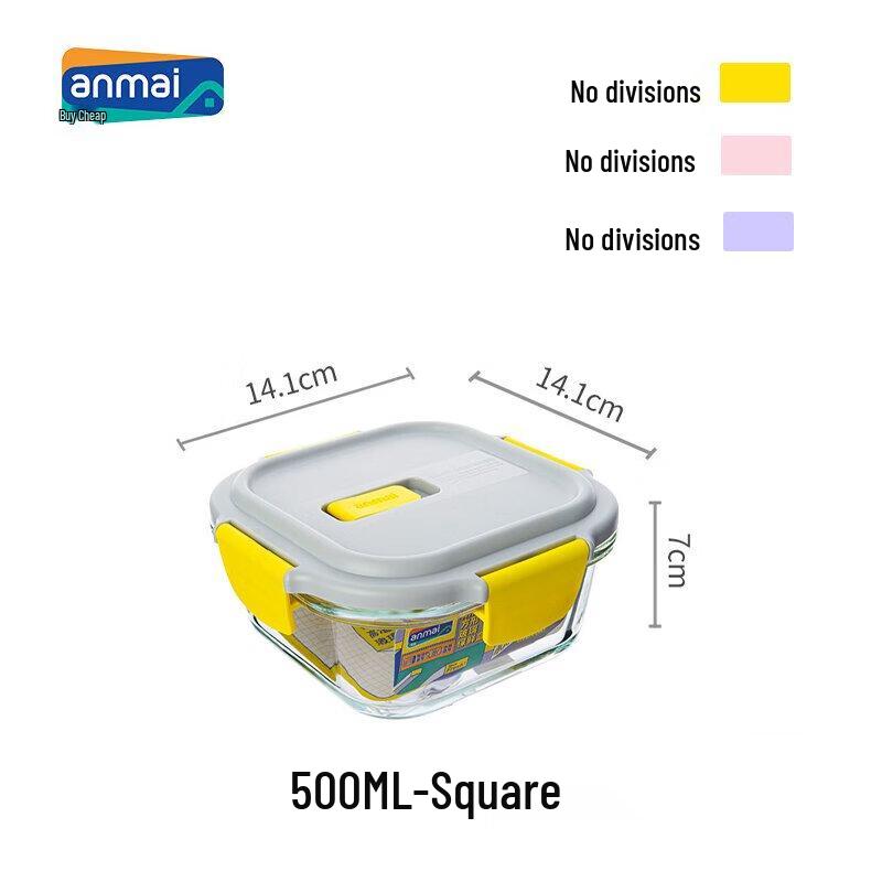 Anmai S0087 Borosilicate Glass Food Storage Containers, 500ml 3-Pack