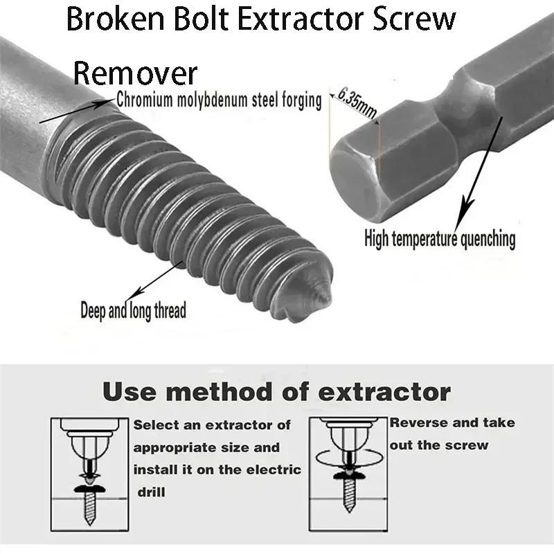 5/6Pcs Broken Bolt Extractor Set Electric Screw Remover With Center Drill Bits For Easy Thread Removal Tool Set