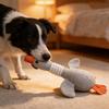 Linen Bird Dog Toy Wild Goose Squeaky Dog Chew Toy Interactive Stuffed Puppy Teething Toy for Dogs Cats Teeth Cleaning Hunting Instinct