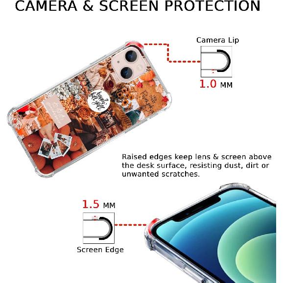 Autumn Vibe Aesthetic Case Compatible with iPhone 15 Plus, Fall Pumpkin Halloween Case for iPhone 15 Plus, Cool Cute TPU Bumper Phone Case Cover