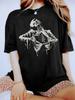 Unisexs Gothic Skull Tshirt Casual Short Sleeve Crewneck Tee With Skeleton Hand Rock On Print For Rock And Roll Fans Minimalist