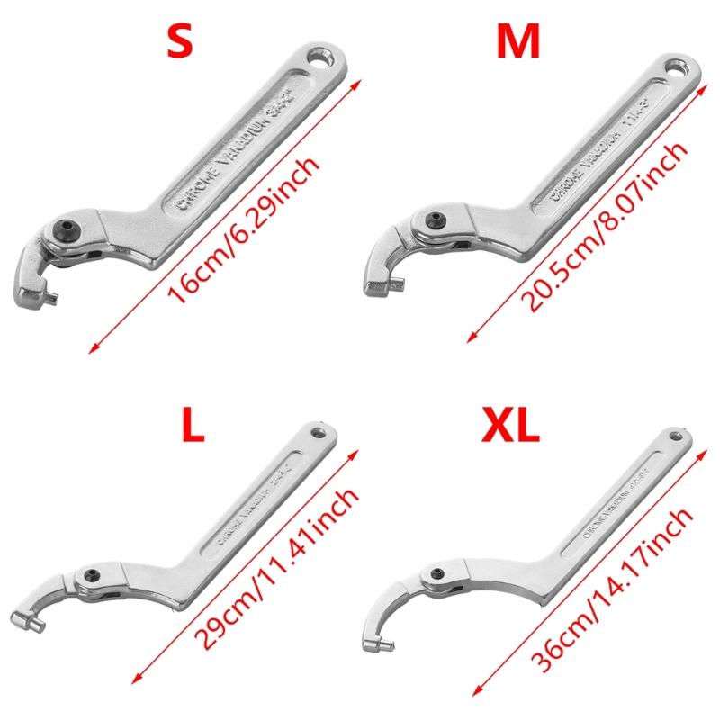 Verstellbarer Hakenschlüssel 19–51 mm/32–76 mm/51–121 mm/115–170 mm C-Hakenschlüssel Edelstahl-Hakenschlüssel Gelenkhakenschlüssel