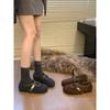 Retro loafers warm velvet single shoes flat beanie shoes Mary Jane women's shoes