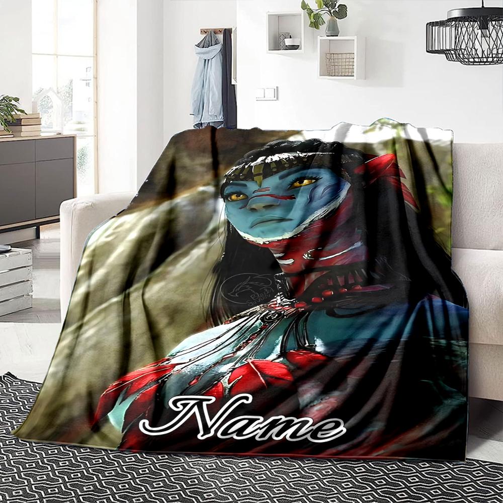 Custom Name Avatar Blue Beauty Party Blanket For Couch Bed Plush Cozy Fuzzy Blanket Super Soft Warm Blankets For Fall And Winter 0916282