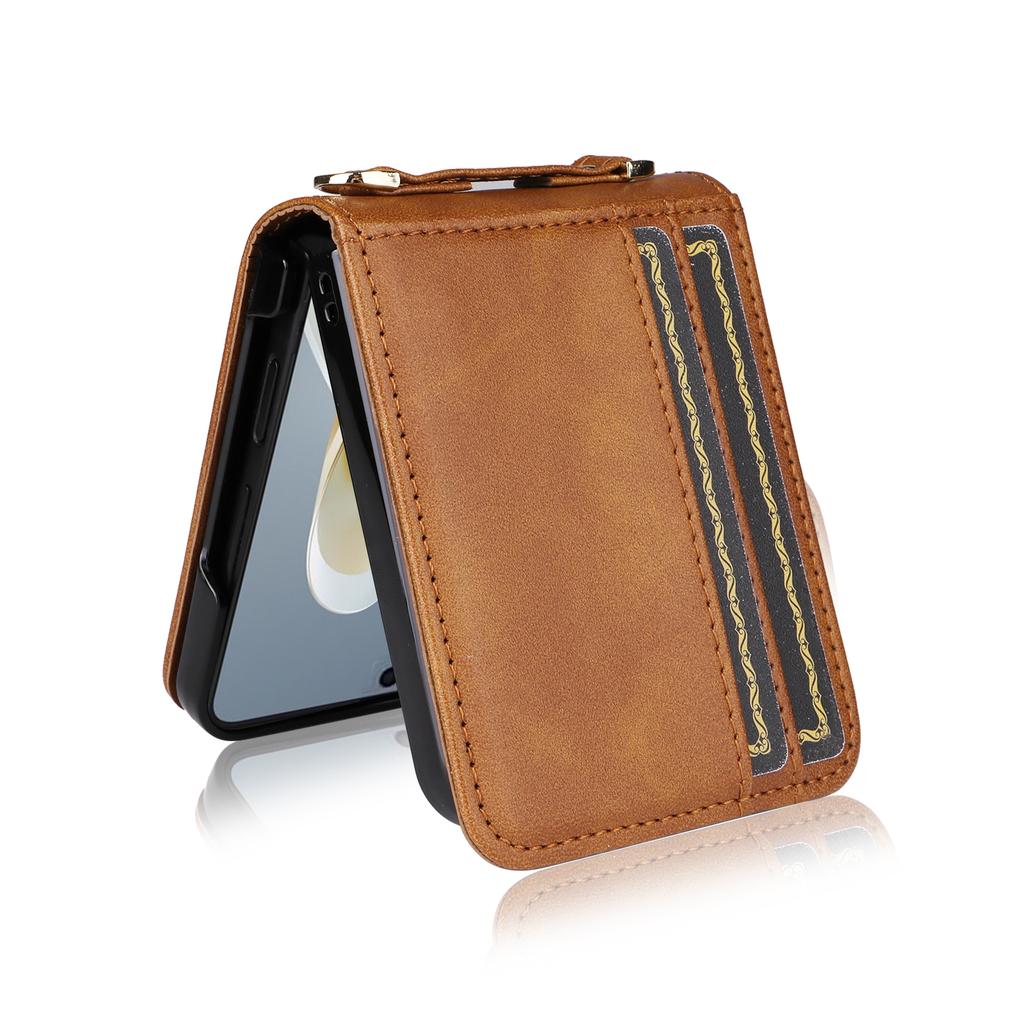 For ZTE Nubia Flip 5G/Libero Flip A304ZT Case Card Holder Leather Phone Cover with Lanyard
