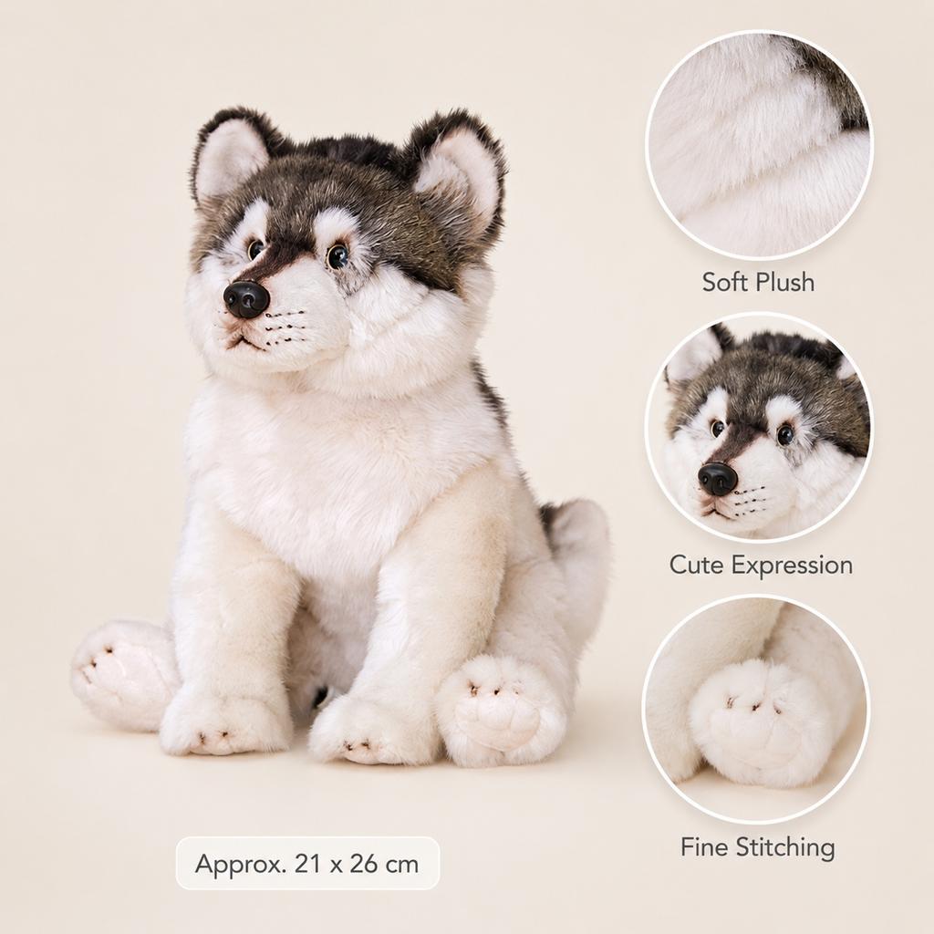 Plush Dog Toy Soft Stuffed Animal Realistic Sitting Puppy Plushie Gift for Kids and Collectors Home Decoration