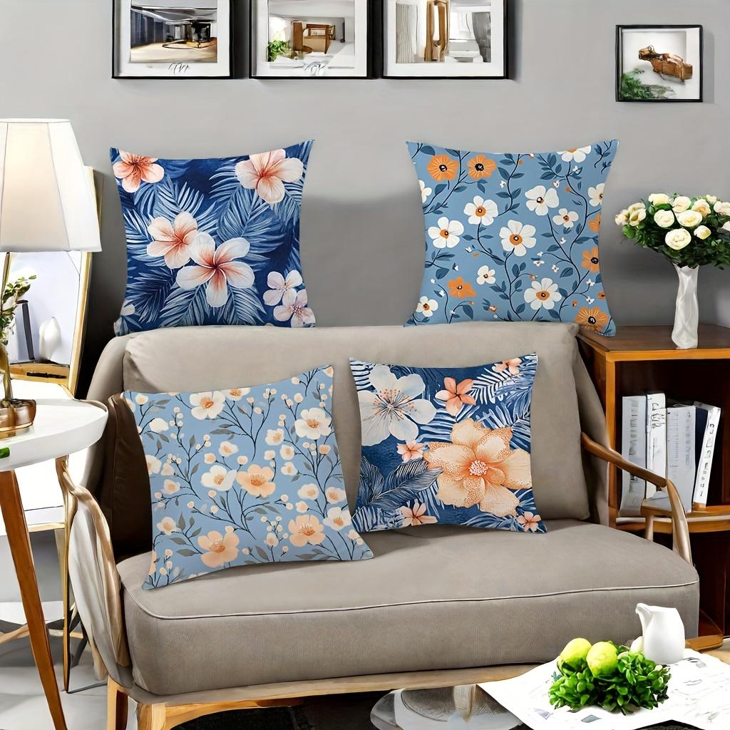 4pcs Tropical Flower Design digital printing pillow cover Short plush Suitable living rooms bedrooms sofas throw cushion cover