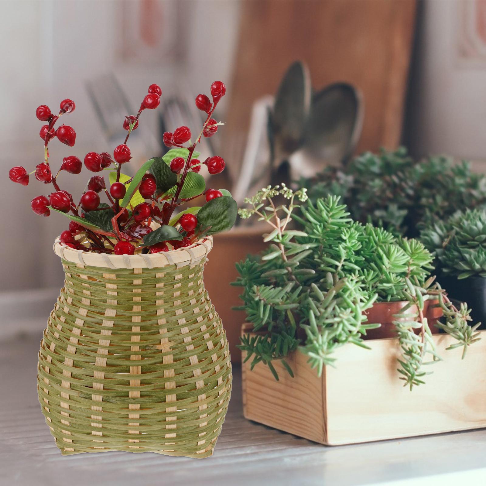 Маленькая плетеная бамбуковая корзина-рюкзак ручной работы многофункциональная корзина для хранения декоративный плетеный рюкзак для дома офиса этнический стиль 10X4CM 1680₽