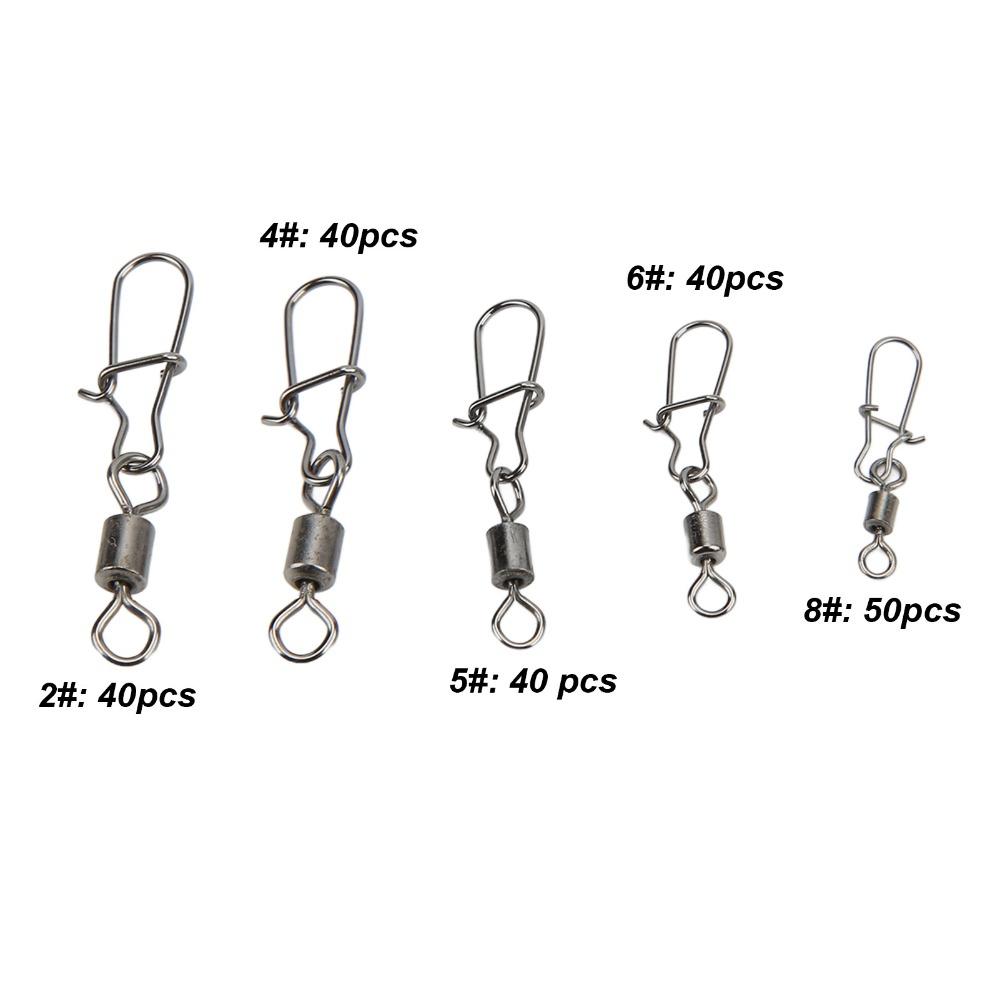 210PCS Copper Fishing Swivels Set 2# 4# 5# 6# 8# Rolling Barrel Swivel  Saltwater Fishing