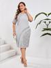 Dámské koktejlové šaty plus size slim s vyšívanou krajkovou stříží