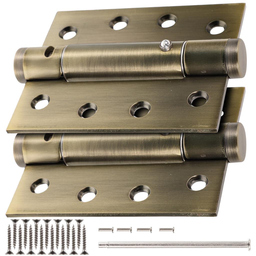 2Pcs Self Closing Hinges for Doors Heavy Duty Spring Hinge Auto Close Mechanism for Wood Screen Doors Basement Bathroom Cabinet